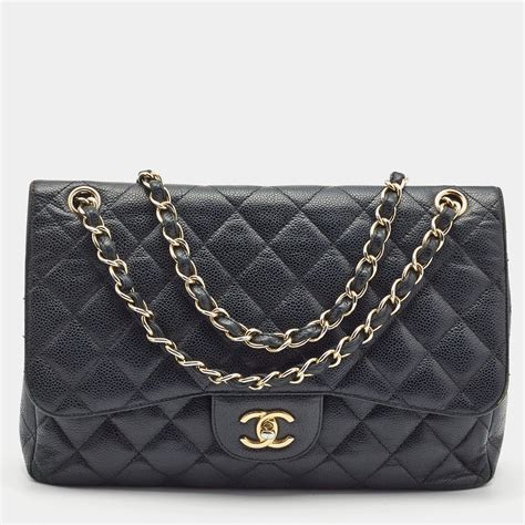 chanel classic double flap quilted jumbo black|chanel classic jumbo price.